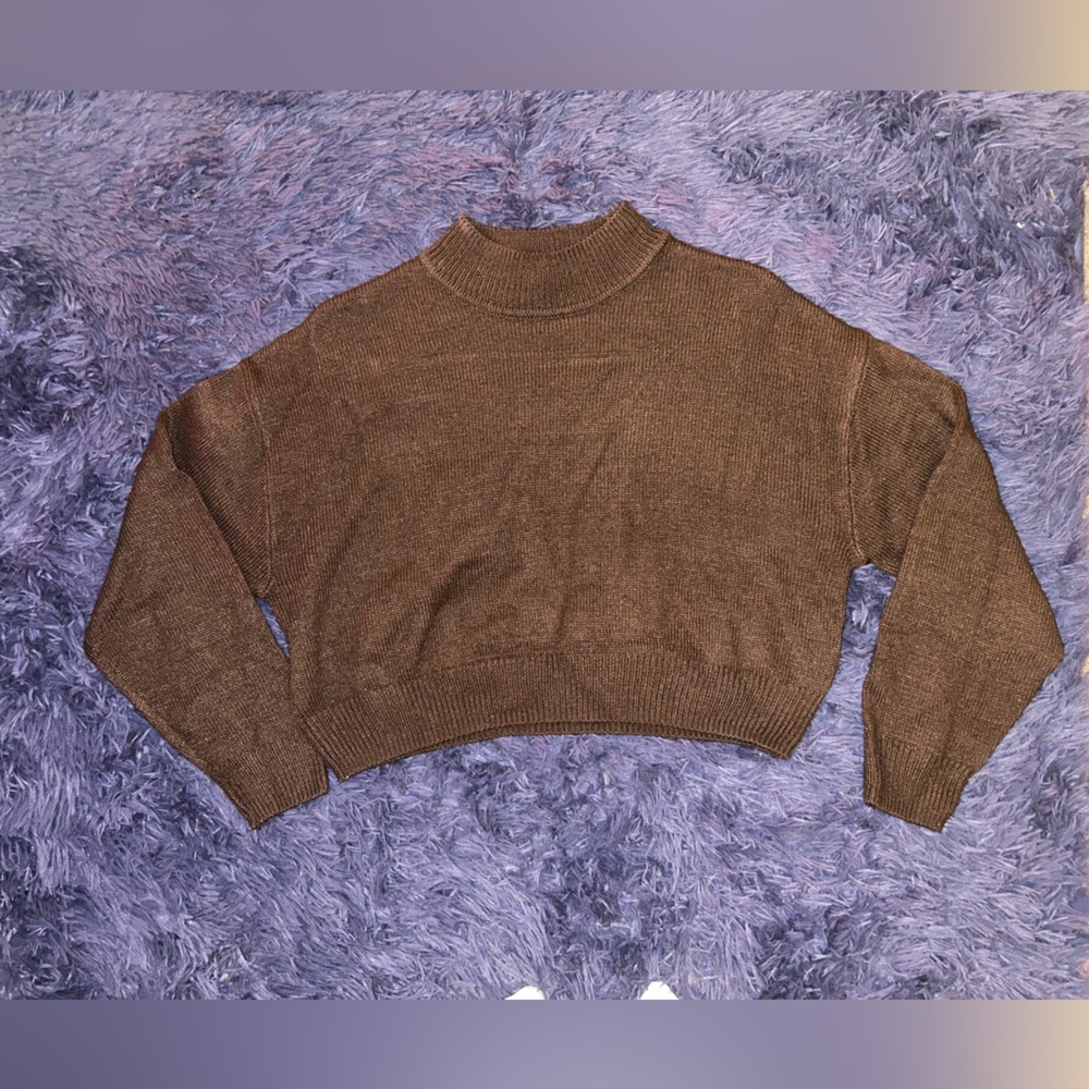 Divided brown turtleneck sweater